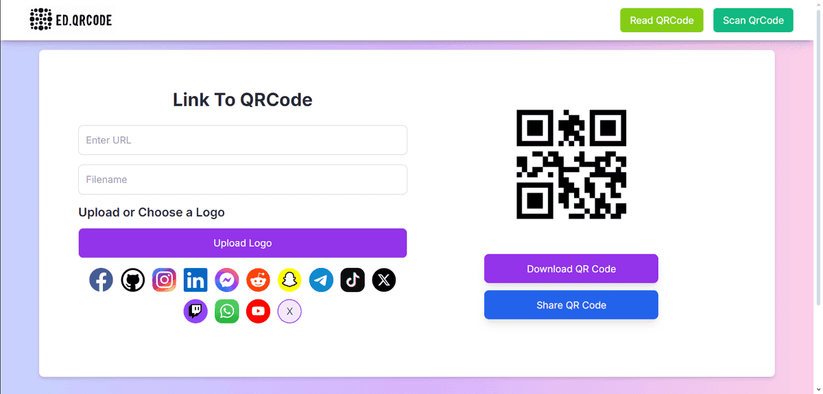 تطبيق إدارة رمز QR